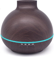 HomeDays Aroma Diffuser 400ml | Luchtbevochtiger voor Aromatherapie | Etherische Olie Diffuser | Aroma Vernevelaar | LED Verlichting - Donker Hout met Gratis Etherische Olie