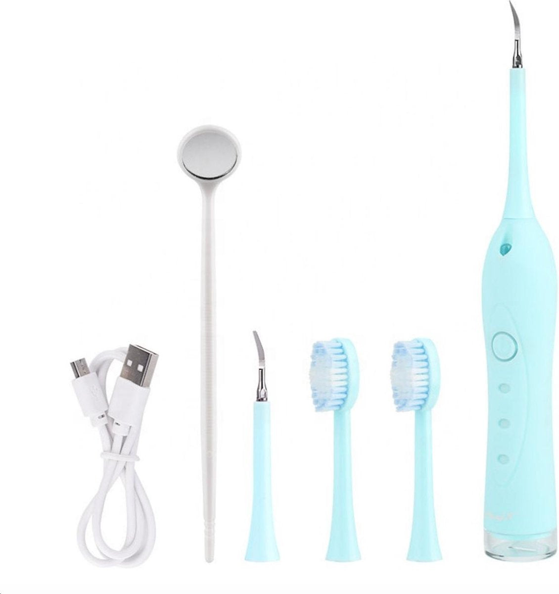 Elektrische Tandsteen Verwijderaar - Tandplak Verwijderaar - Elektrische Flosser - Mondverzorging - LED - Met Opzetstukje / 2 Borsteltjes / Spiegeltje - Inclusief Gratis E-Book