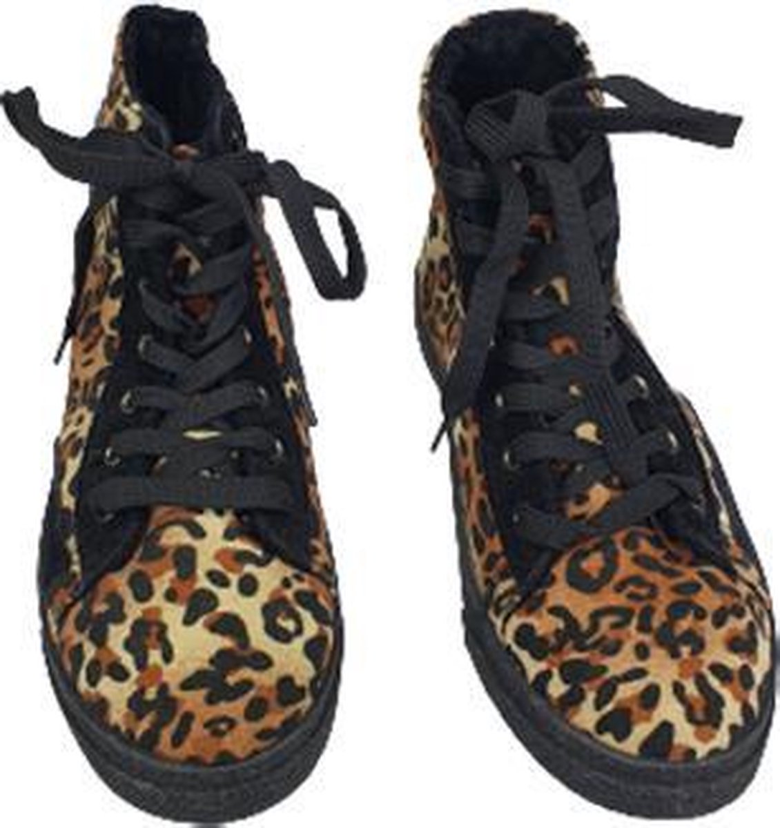 Schoenen half hoog panterprint met voering INGE - Zwart / Bruin - Maat 32