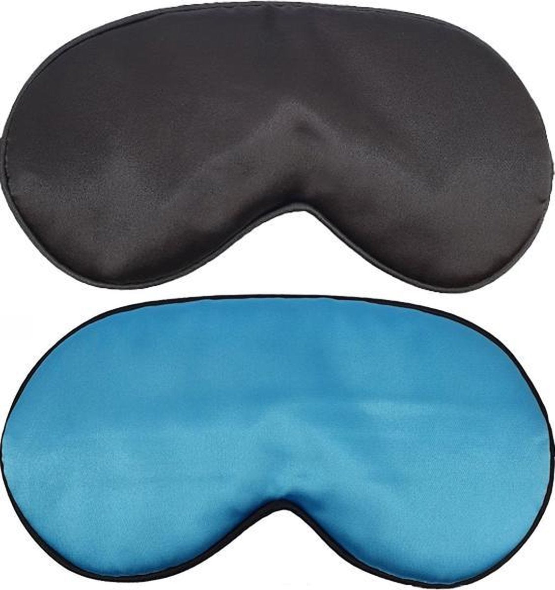 Slaapmaskers Extra Zacht Satijn – 2 Stuks – Zwart & Licht Blauw - Thuis - Slaapmasker - Verduisterend - Onderweg - Vliegtuig - Festival - Slaapcomfort - oDaani