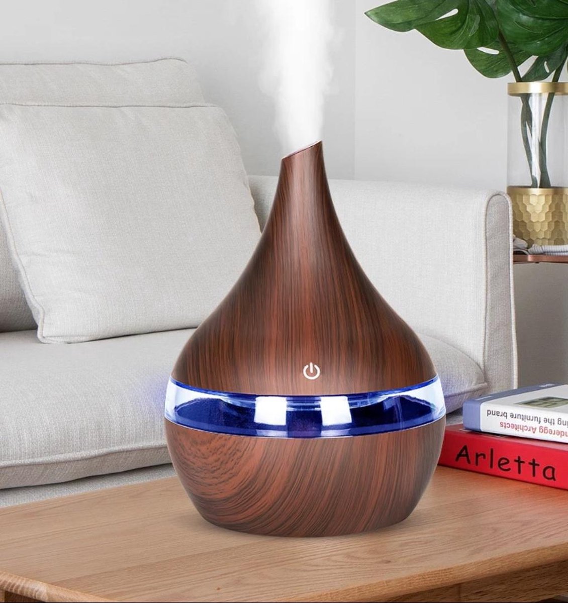 Aroma vernevelaar 300 ML - 7 kleuren LED - 6 uur - Natuurlijke vorm - Hout patroon- Geur verdamper - Luchtbevochtiger - USB Aroma Diffuser - Mist Humidifier