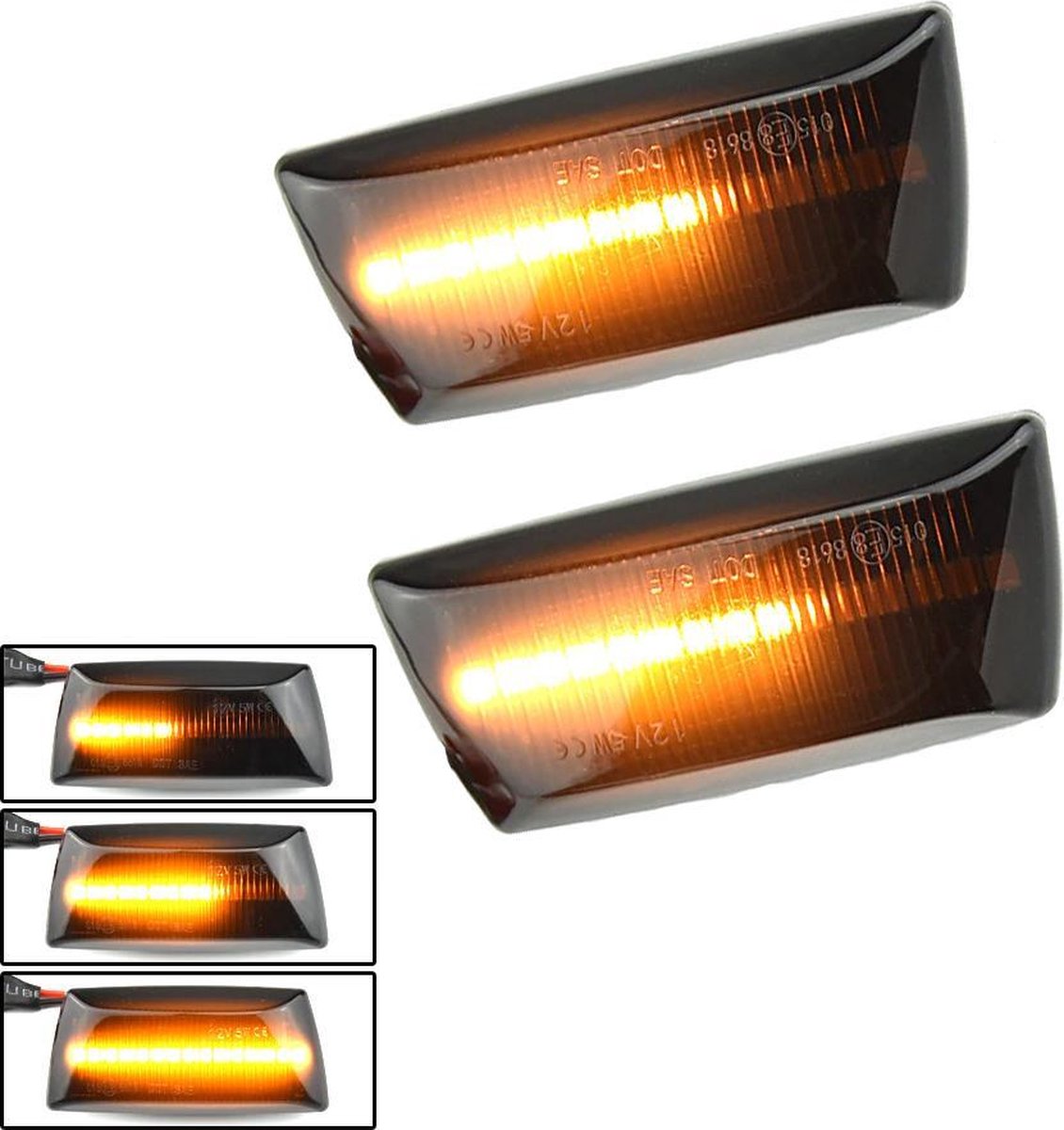 Xarang Autolampen - LED Dynamic Zijknipperlichten - voor Opel Astra H Zafira B Corsa D Insignia Meriva B Adam – Smoke / Zwart