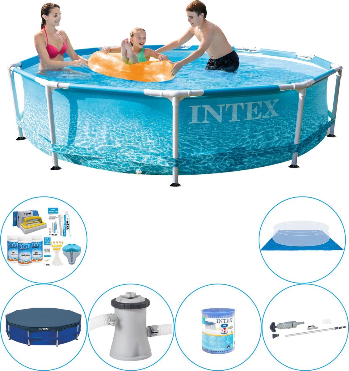 Intex Metal Frame Rond Strandzijde 305x76 cm - Zwembad Inclusief Accessoires