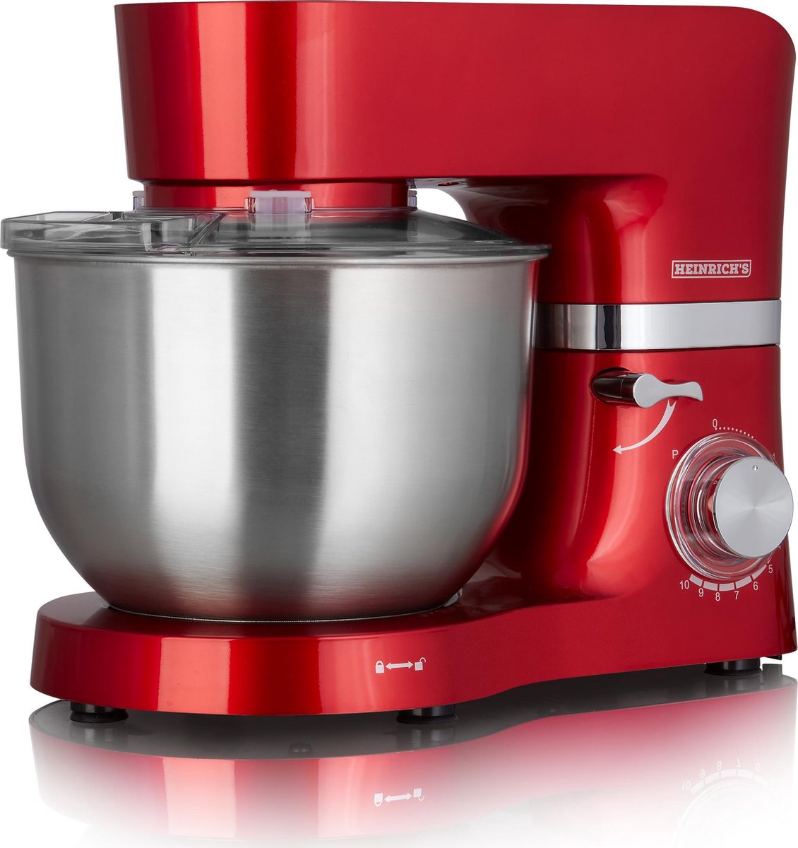 Heinrich´s HKM 6278 - keukenmachine - 1300 Watt - XL - rood.