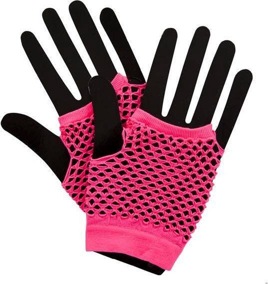 Visnet handschoenen neon roze