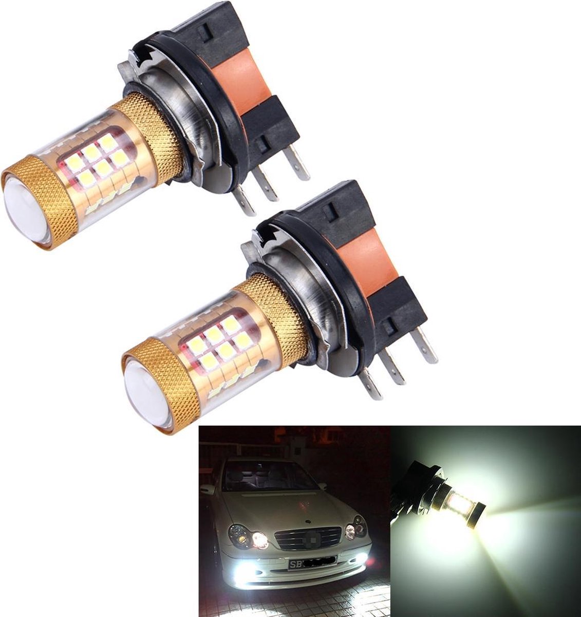 2 STKS H15 10W 1300 LM 6500K 28 SMD-3030 LED's Auto Mistlampen