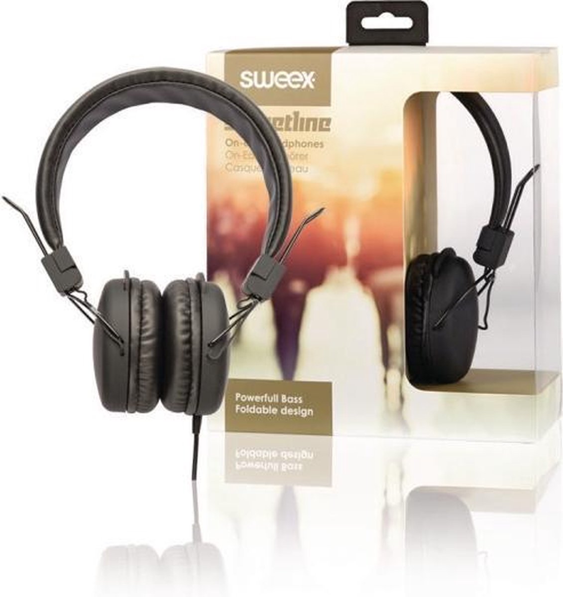 Sweex SWHP100B Hoofdtelefoon On-ear 1.20 M Zwart