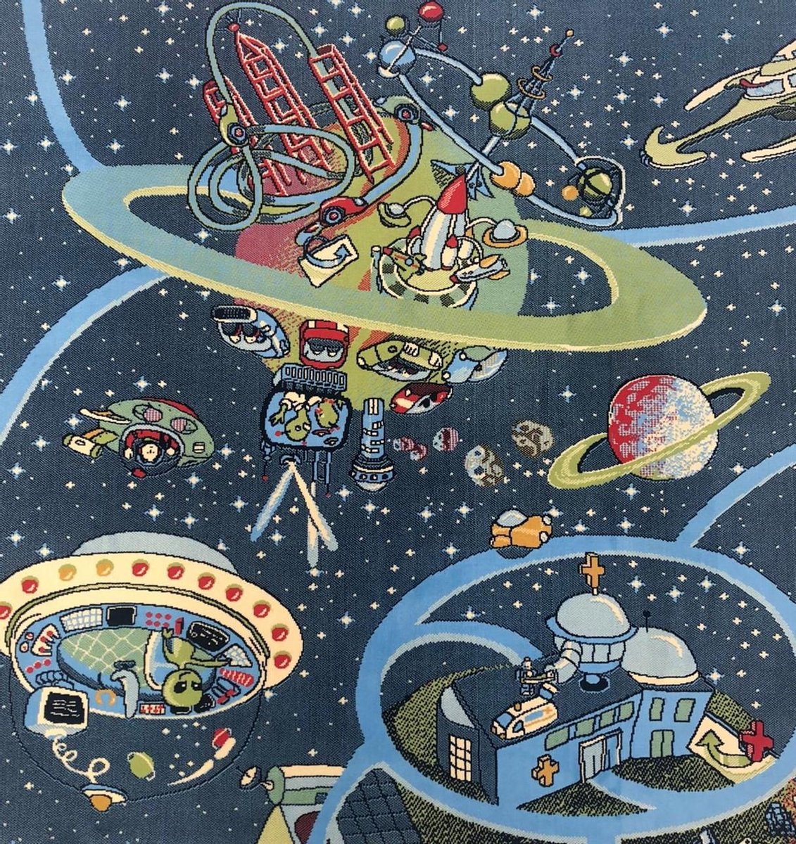 Ruimte kindervloerkleed - kindertapijt - 100 x 150 cm - wasbaar - zacht - duurzame kwaliteit - speelgoed