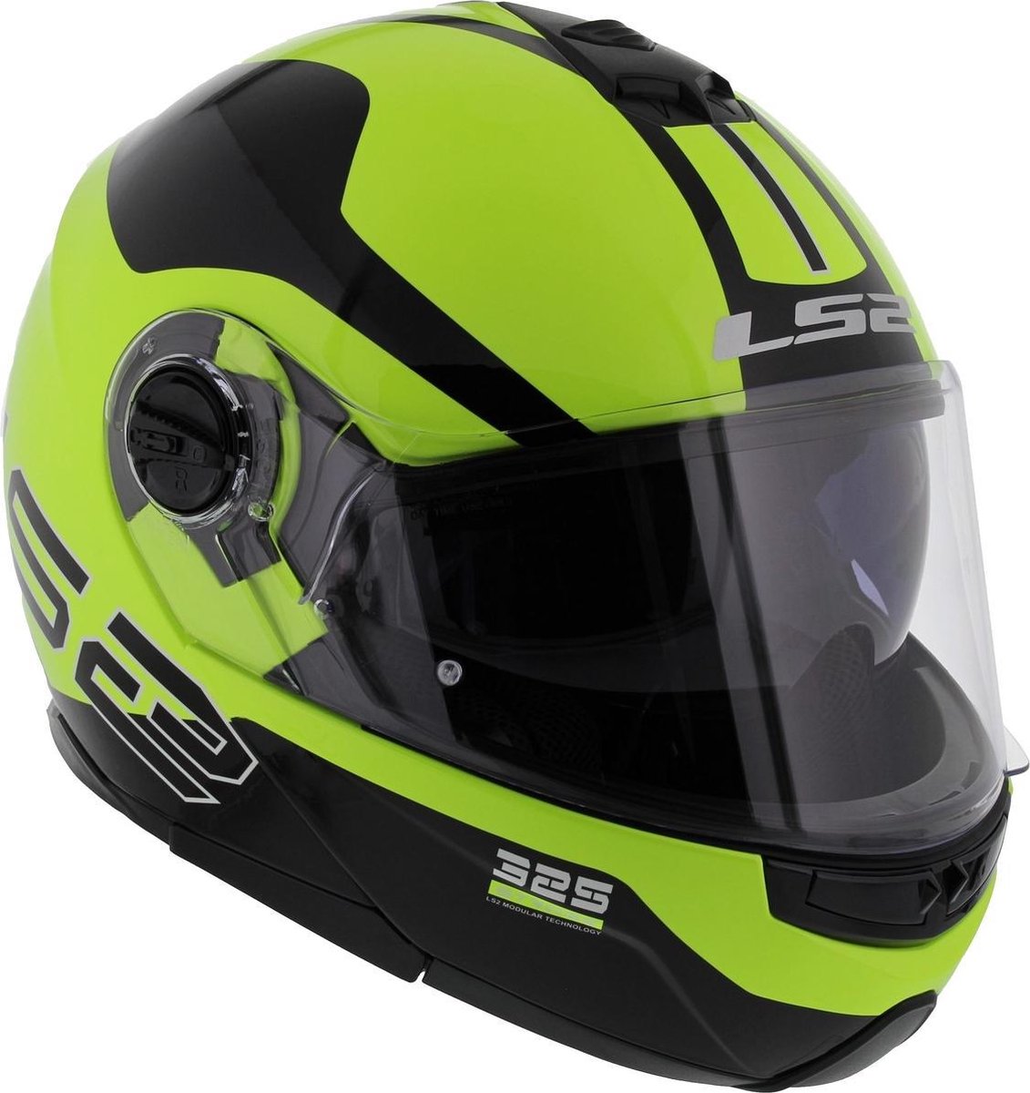 LS2 FF325 Strobe Zone Kinder/Dames Systeemhelm Motorhelm - Fluor Geel - XXS 51-52 cm