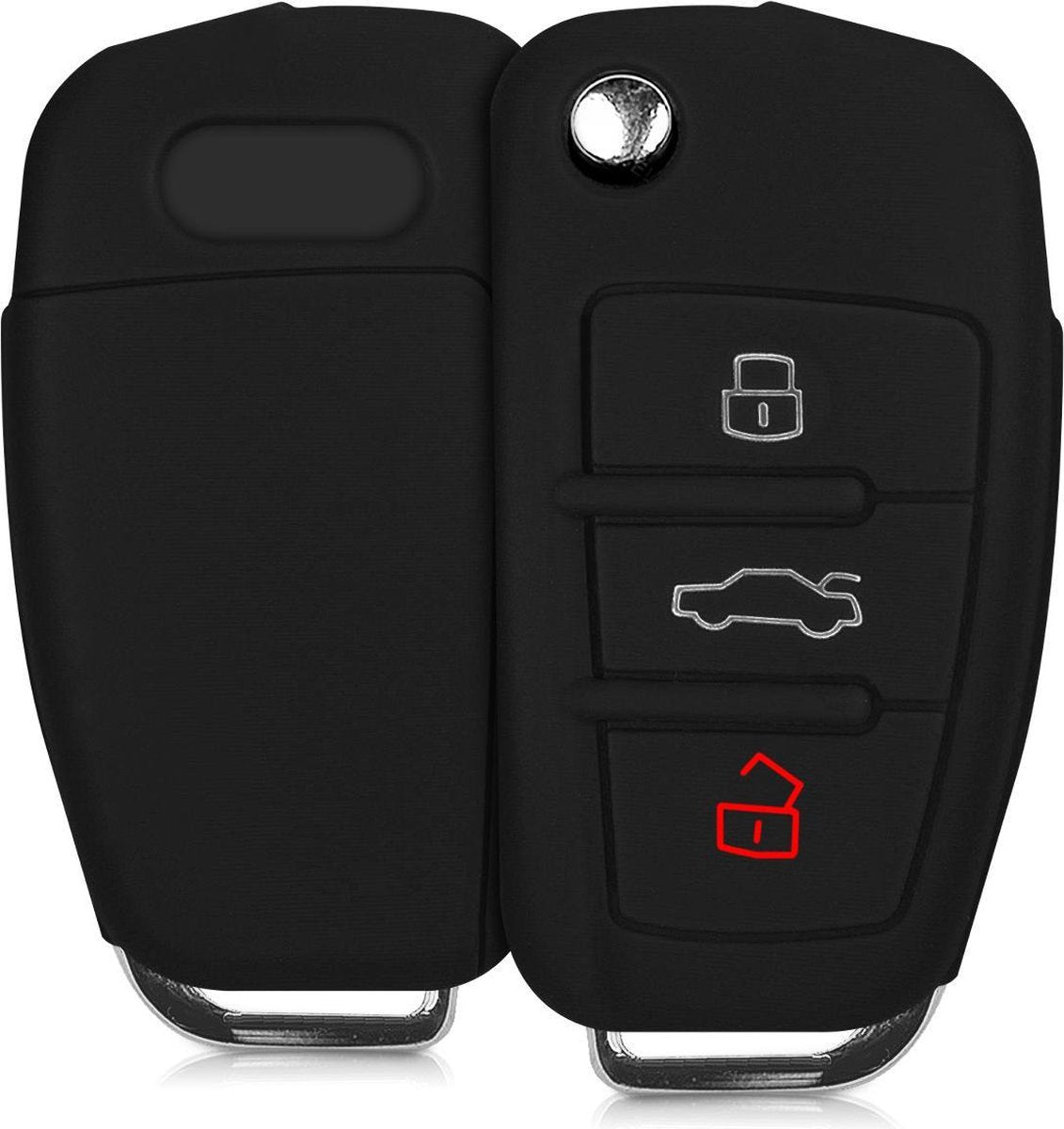 kwmobile autosleutelhoes voor Audi 3-knops autosleutel - Siliconen beschermhoes in zwart