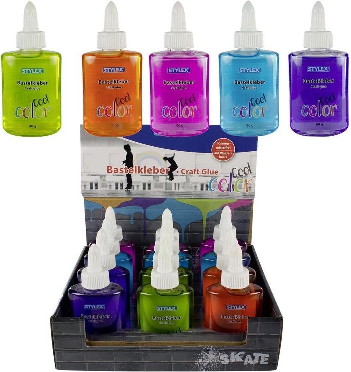 Stylex Gekleurde Hobbylijm 90 gr Assorti