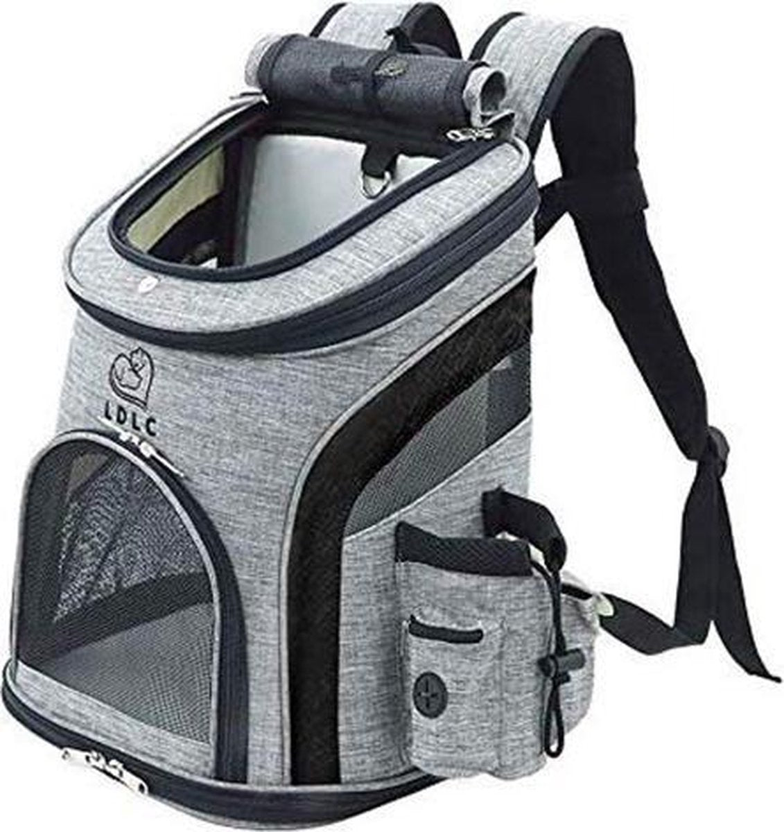 Rexa® Hondentas (M) Zwart/Grijs Reis tas rugzak voor honden en katten | huisdier kat vervoer | kattentas hondendraagtas transport meenemen vakantie | hondendrager reistas | carrier