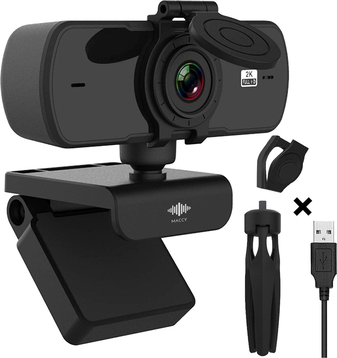 Webcam - 4 MP - Webcam met Microfoon en Tripod! - 2K - 30FPS - 2560x1440 - Webcams - Gaming - Webcam voor PC - Plug&Play - Webcam cover - Laptop Camera - Webcam voor Computer - Windows/IO - Teams - Zoom - USB 2.0 - Werk & thuis