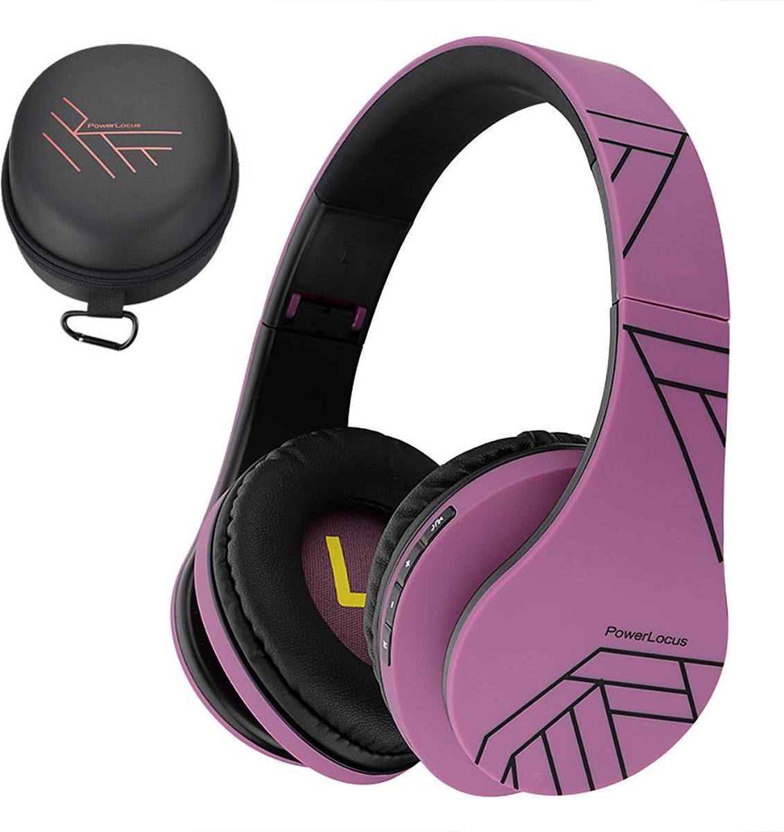 PowerLocus P2 draadloze Over-Ear Koptelefoon Inklapbaar - Bluetooth Hoofdtelefoon - Met microfoon - Zwart/Purper