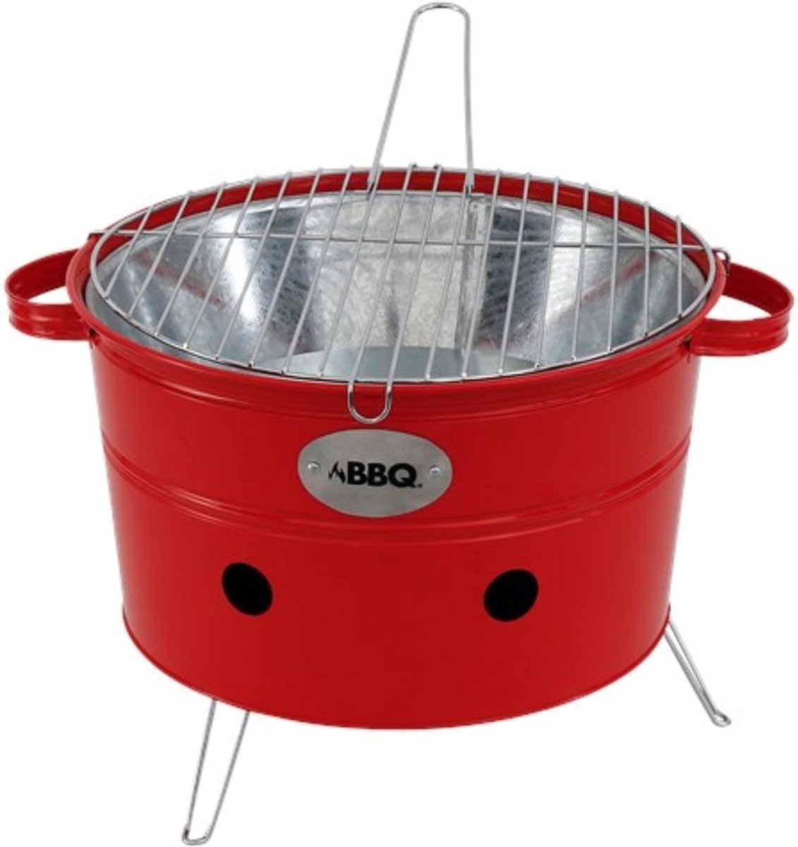 Draagbare Barbecue-emmer Rood - compact BBQ model geschikt om mee te nemen naar bijvoorbeeld het park