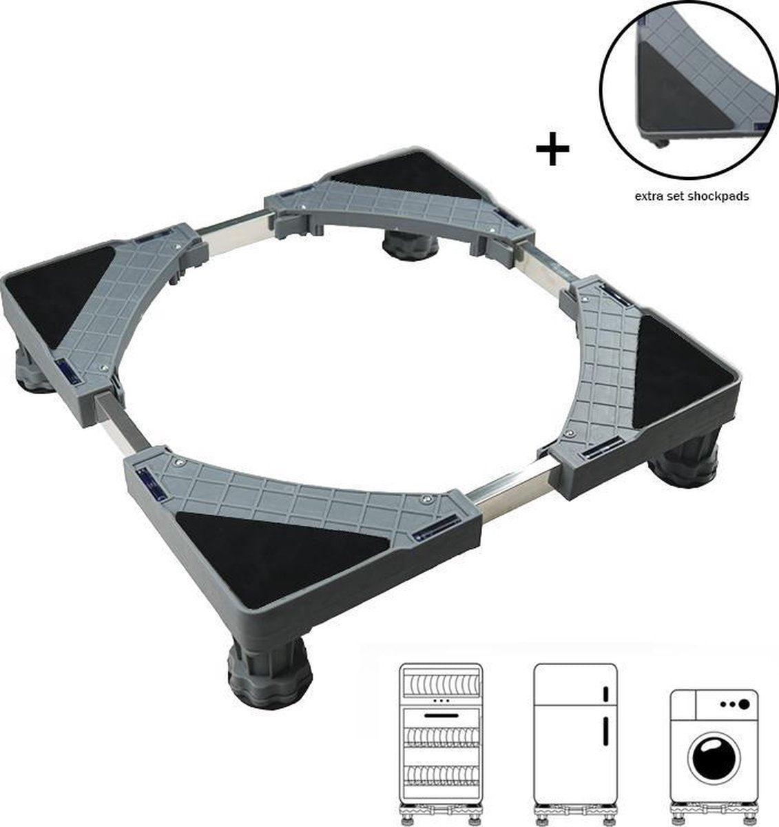 PROSIN® Wasmachine verhoger – Multitool – Vriezer – Koelkast – Vaatwasmachine – Droger – Booster – Opbouwmeubel – RVS – ABS – Multifunctioneel - Handig - Hulpstuk - Verhoger - Grijs