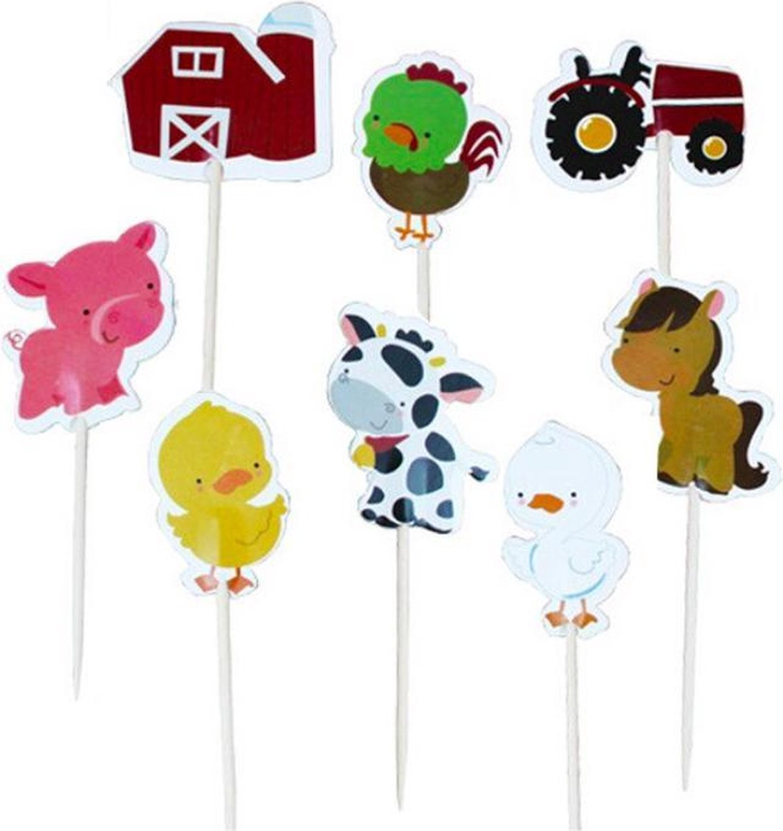 ProductGoods - 48 x Leuke Boerderij Dieren cocktailprikkers | Verjaardag | Sateprikkers | Traktatie | Feest | Cake topper decoratie | Prikkers