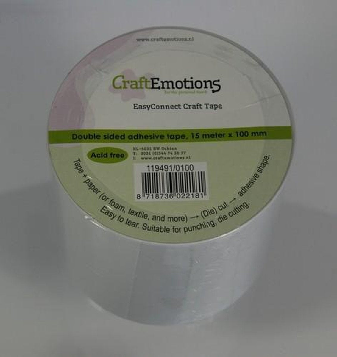 CraftEmotions EasyConnect (dubbelzijdig klevend) Craft tape 15m x 100mm.