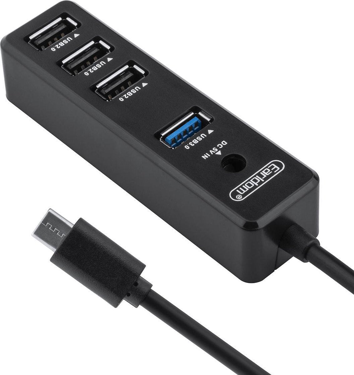 Earldom ET-HUB08 4-in-1 USB Type-C HUB - Zwart