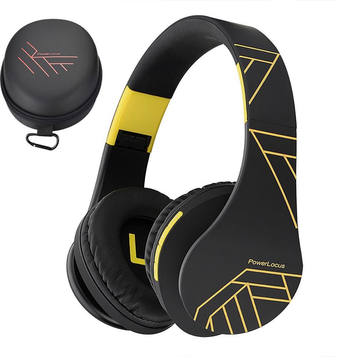 PowerLocus P2 draadloze Over-Ear Koptelefoon Inklapbaar - Bluetooth Hoofdtelefoon - Met microfoon -  Zwart/Geel