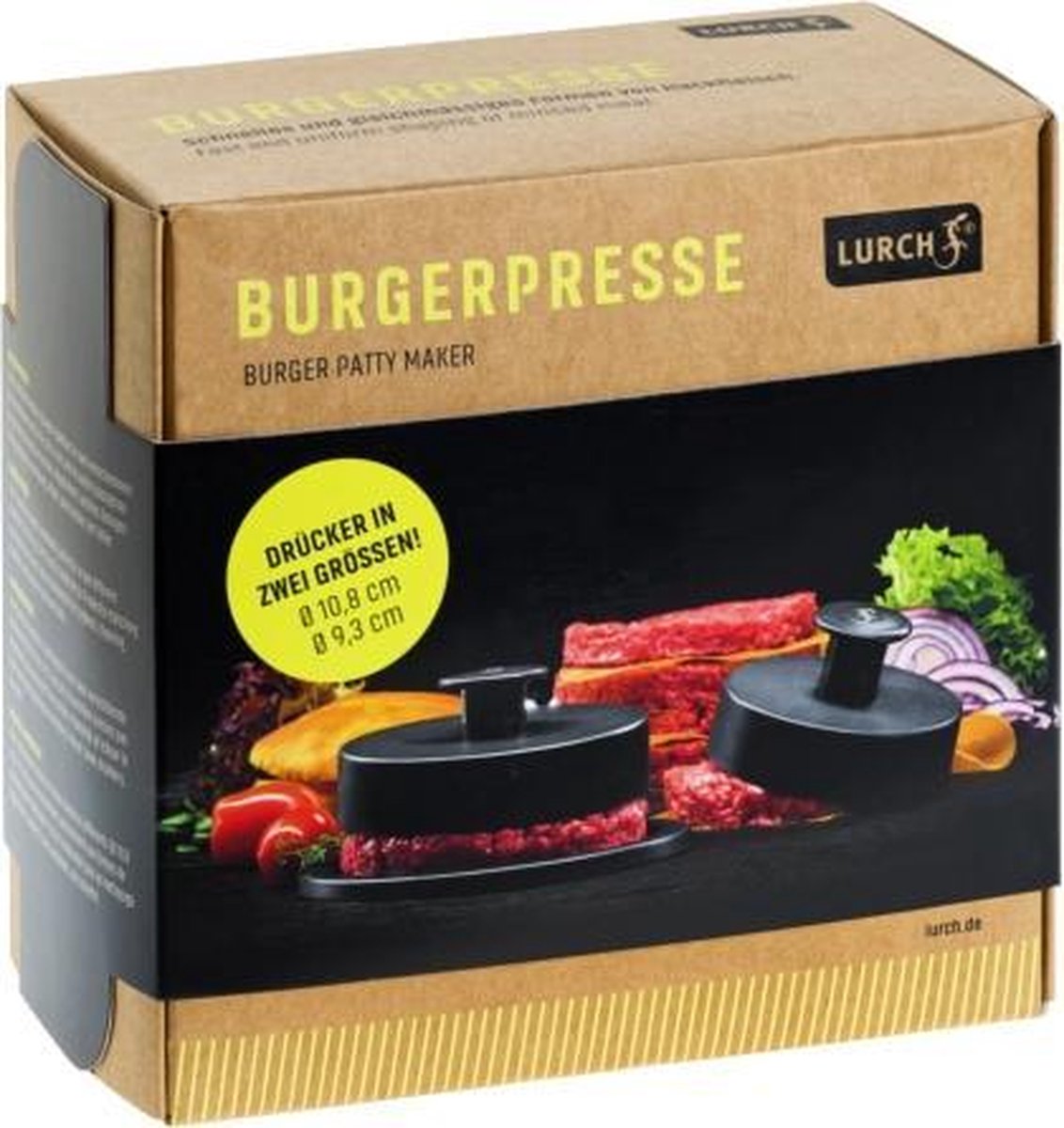 Lurch 2 hamburgerpersen - kunststof - ø 10.8cm en ø 9.3cm