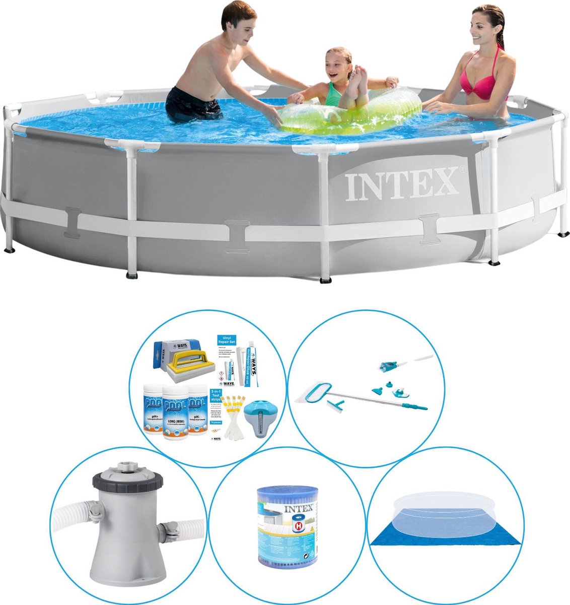 Intex Prism Frame Rond 305x76 cm - 6-delig - Zwembad Met Accessoires
