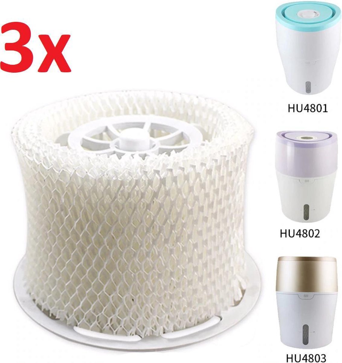 Lucht Bevochtiging Filter Set Voor Philips HU4706/HU4801/HU4802/HU4803/HU4811/HU4813/HU4816 Luchtbevochtiger - Luchtreiniger Luchtfilter Set Van 3 Stuks - Voor 1 Jaar Gebruik