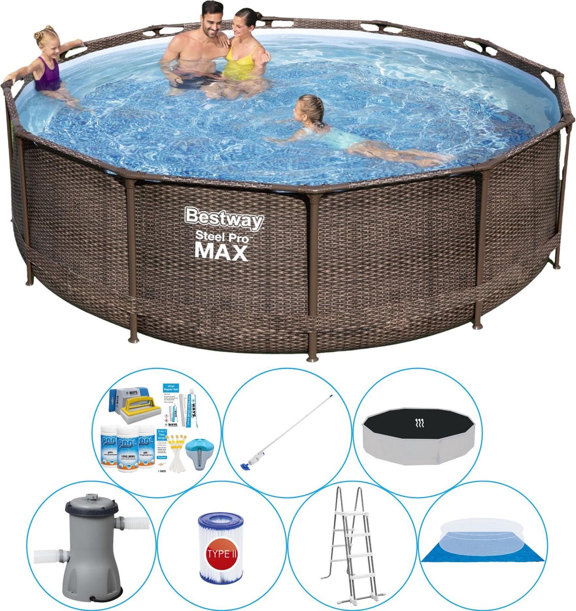 Zwembad Super Deal - Bestway Steel Pro MAX Rattan 366x100 cm