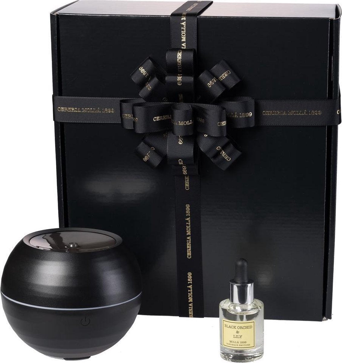 Cereria Mollà 1899 Geschenken set Giftset Cadeau Box doos met Aroma Diffuser met olie Black Orchid & Lily Trendy Design Compact