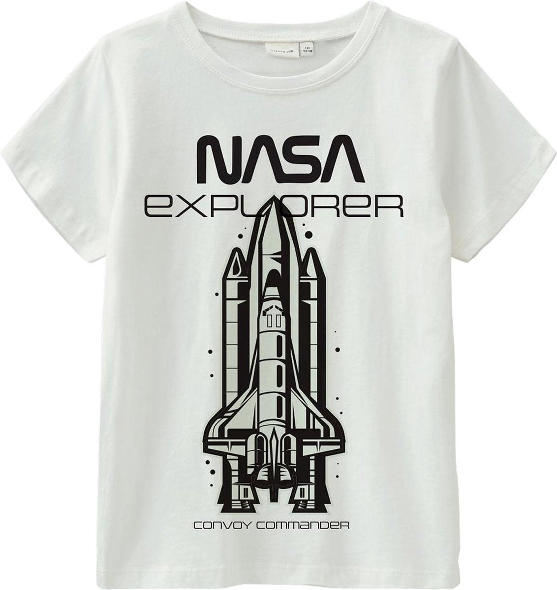 Name it t-shirt jongens - wit - NKMnasa - maat 122/128