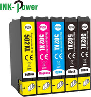 Inktcartridges voor Epson 502 - Multipack van 5 stuks - Met Chip - Epson 502XL - Voor Printers: Expression Home XP-5100 / XP-5105 - Workforce WF-2860DWF / WF-2865DWF - Epson Inktpatronen