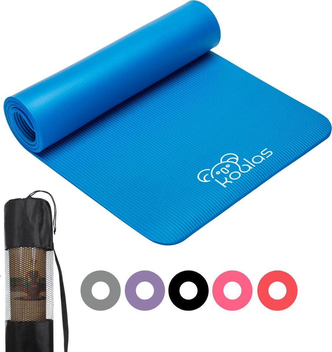 Koalas ® - Yogamat - Fitness Mat Blauw - Anti Slip Yoga Mat - Extra Dik 1cm - Draagtas & E-Book