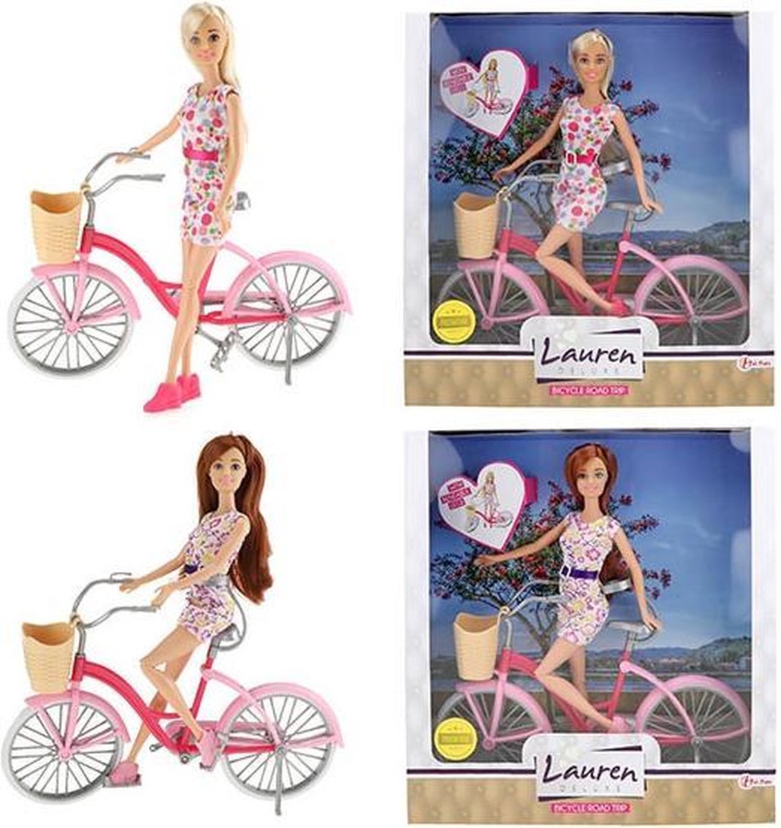 LAUREN Tienerpop barbie op fiets (per stuk