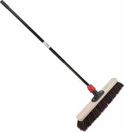 Houten straatbezem/buitenbezem Arenga 50 cm met metalen telescoopsteel zwart 80 - 130 cm - Harde buitenbezems