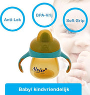 Alvar baby fles / soft grip / grote dop / anti-lekbescherming baby fles