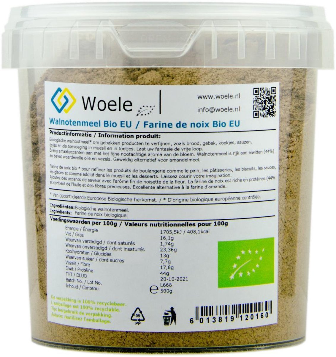 Walnotenmeel biologisch 500g glutenvrij koolhydraatarm