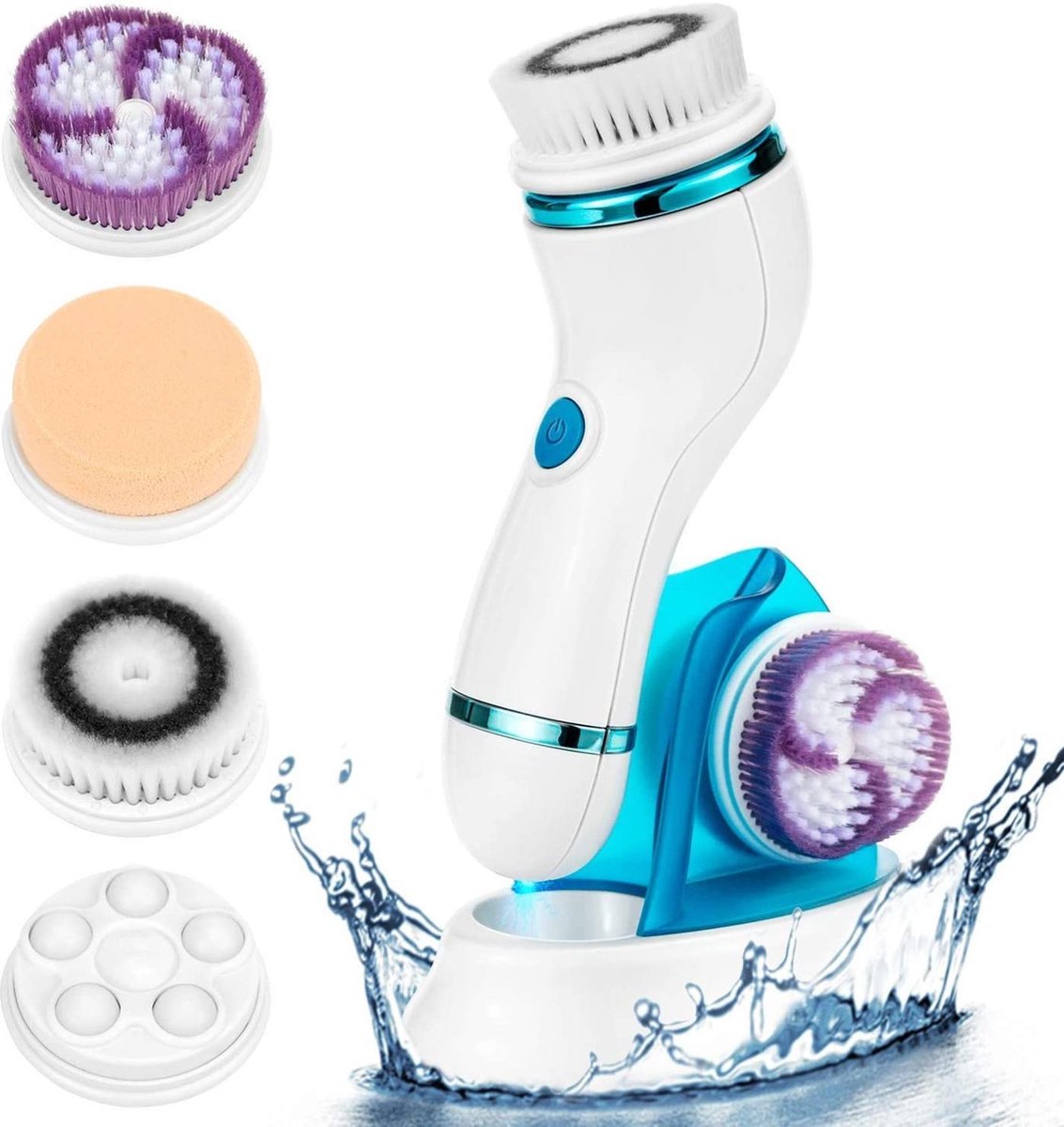 4 in 1 gezichtsreinigingsborstel - Oplaadbare gezichtskwastenset - IPX65 waterdichte elektrische roterende gezichtsscrubber voor diepe reiniging