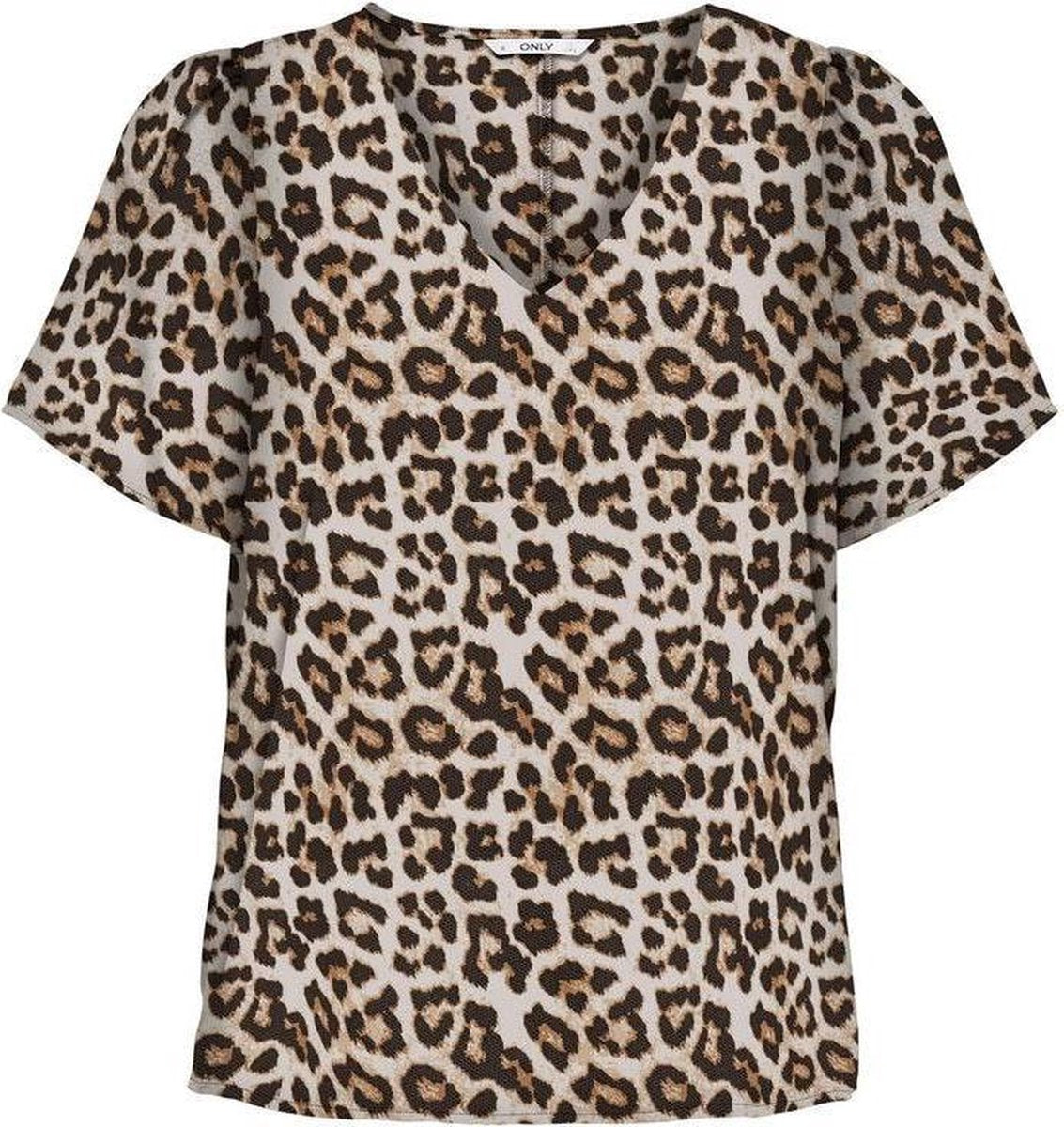 Onlalma Life Poly S/s V-neck Top Aop Wvn 15233223 Pumice Stone/leo