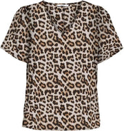 Onlalma Life Poly S/s V-neck Top Aop Wvn 15233223 Pumice Stone/leo