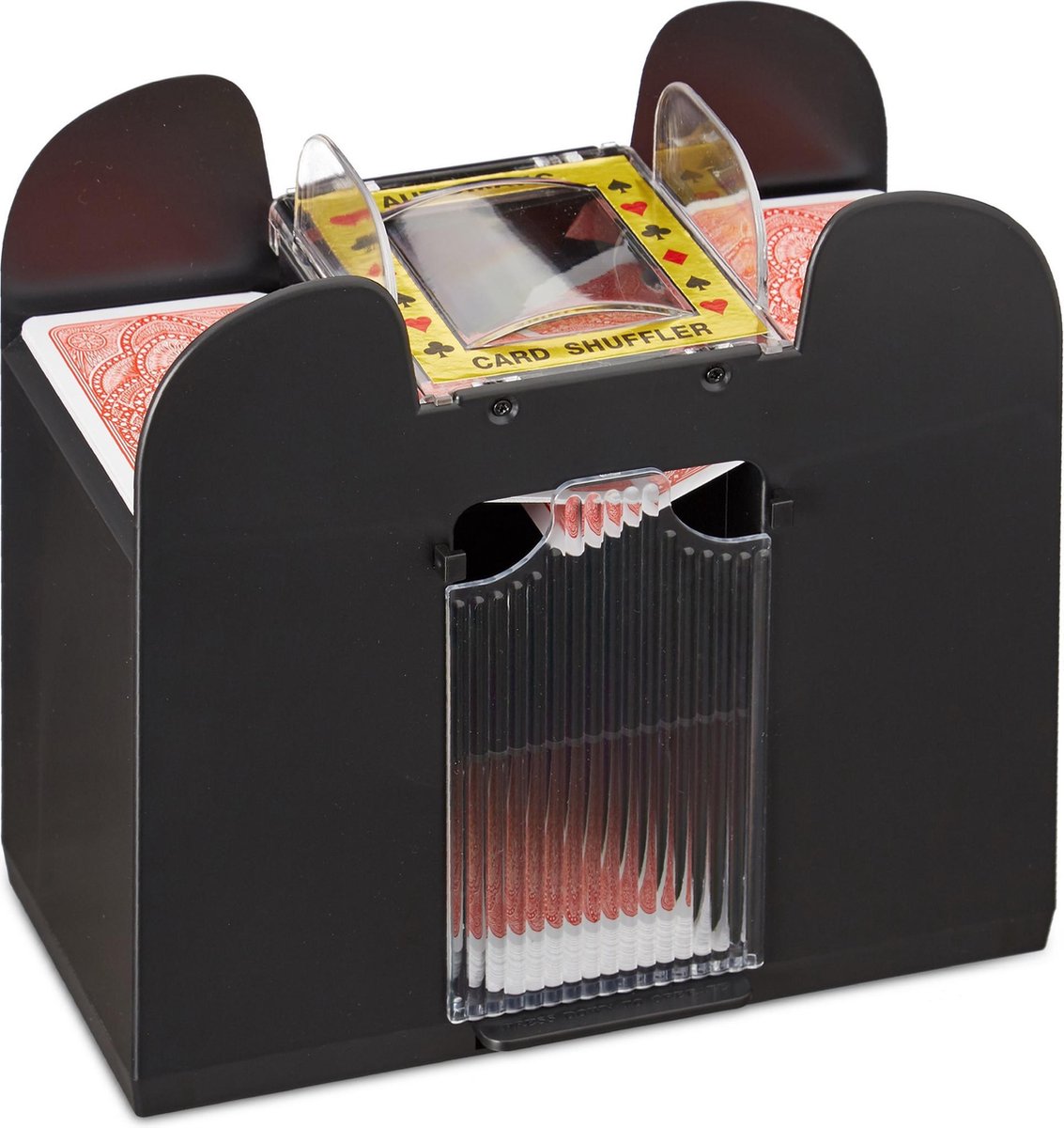 relaxdays Kaartschudmachine 6 decks - elektrische schudmachine voor speelkaarten - zwart