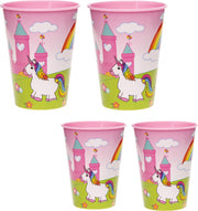 4 stuks kunststof bekers Unicorn - eenhoorn 260 ml