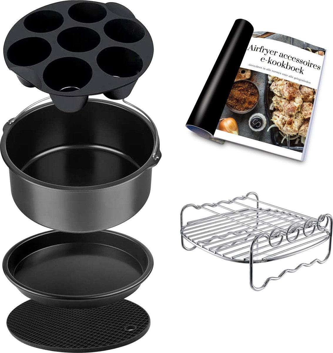 Somstyle Airfryer Accesoires Set HS - Heteluchtfriteuse accessoires voor Philips XL en XXL - ⌀ 20 cm