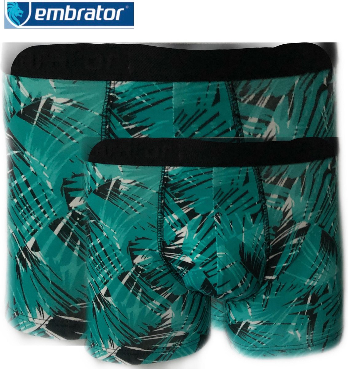 Embrator 2-pack heren Boxershort leaves zeegroen maat XXL