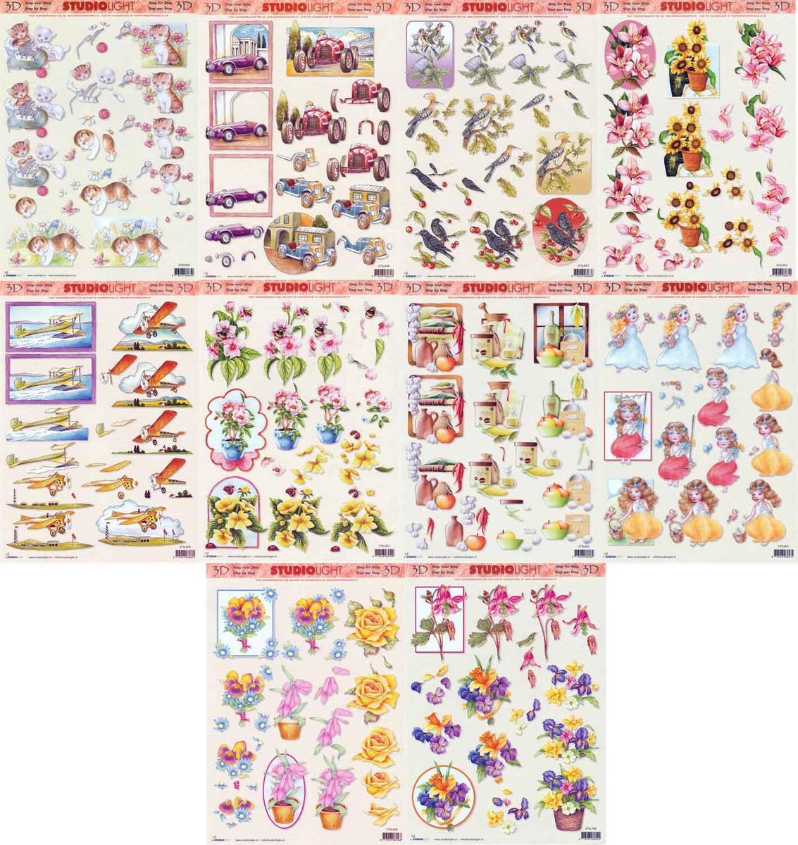 10x 3DA4 Knipvellen - Voor elk wat wils - Maak prachtige kaarten en fotoalbums