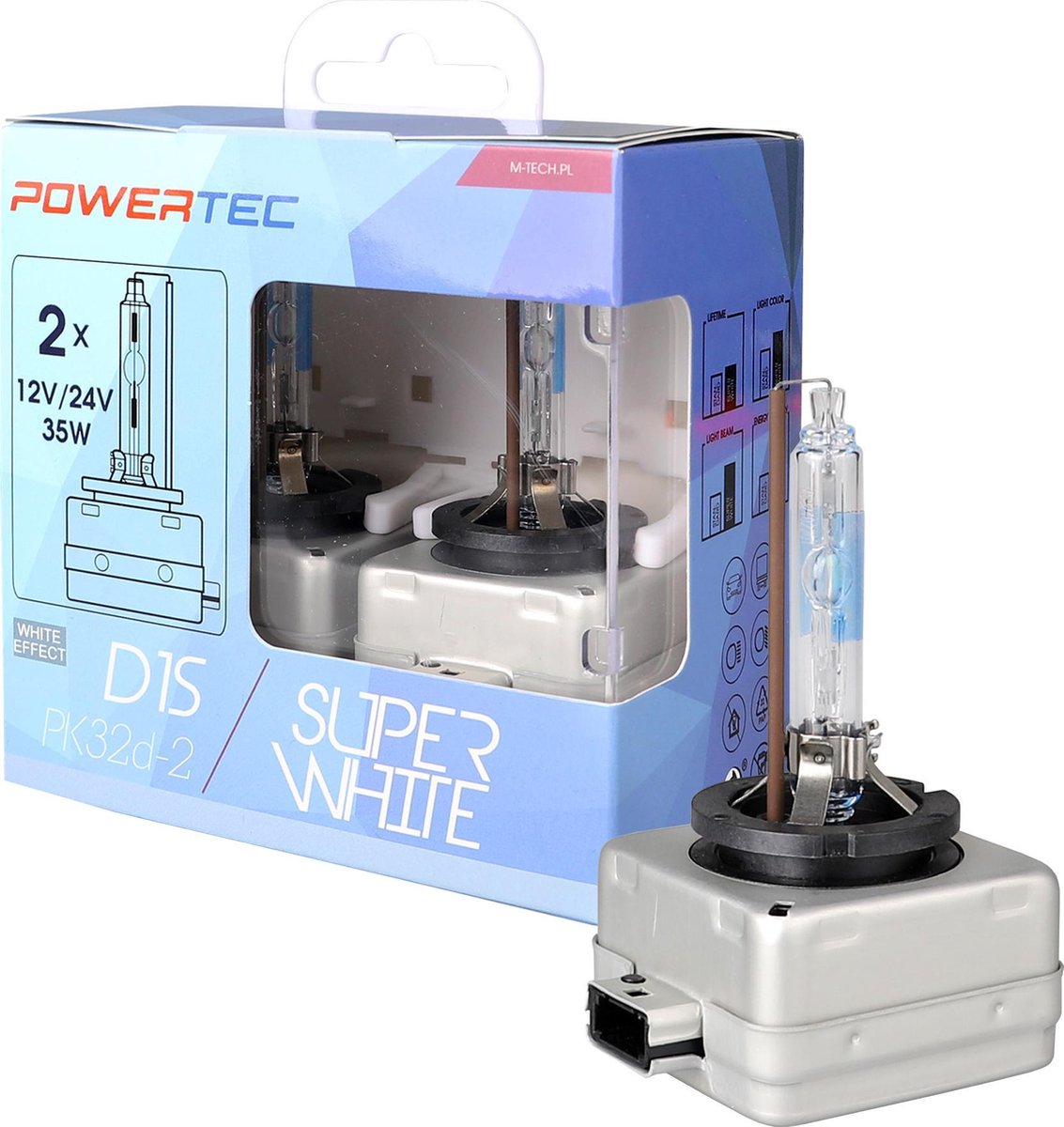 D1S Powertec SuperWhite Xenon lampen 5000K Duo Box