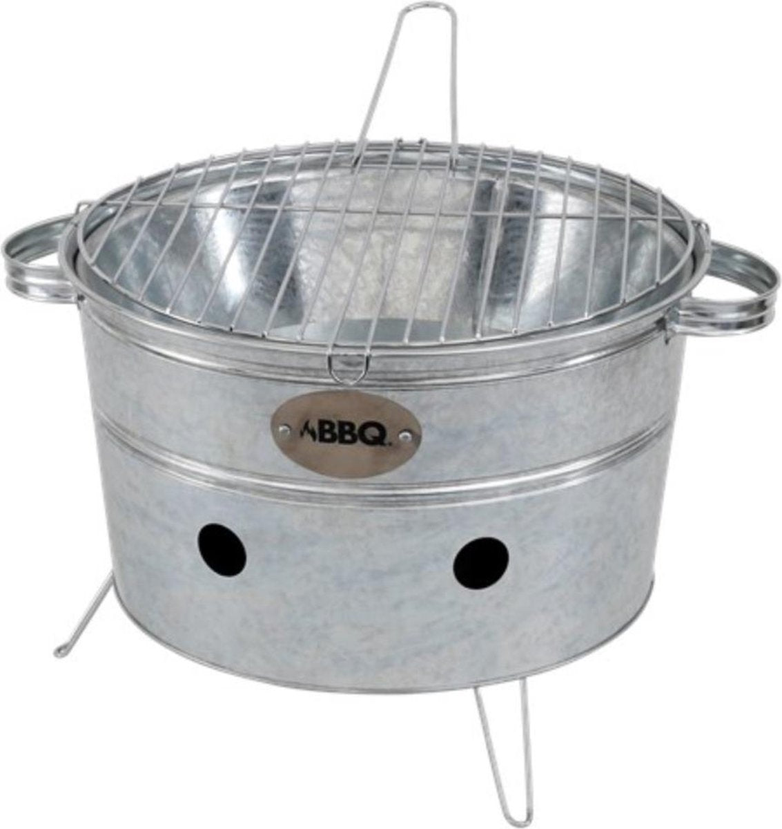 Draagbare Barbecue-emmer Zilver - compact BBQ model geschikt om mee te nemen naar bijvoorbeeld het park