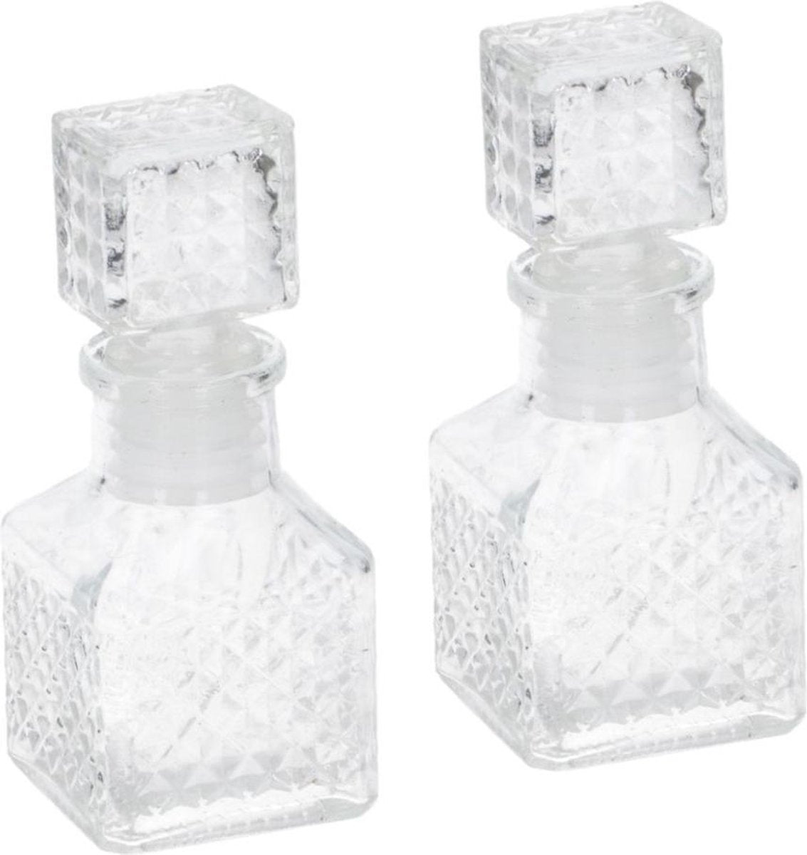 Set van 12x stuks shotglas/shotjes/shotglazen mini karaf - 55 ml  - borrelglaasje van glas
