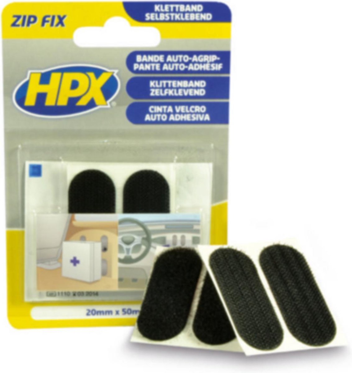 Zip fix klittenband pads - 20mm x 50mm
