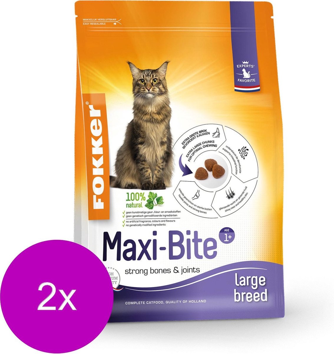 Fokker Cat Maxi-Bite - Kattenvoer - 2 x 2.5 kg