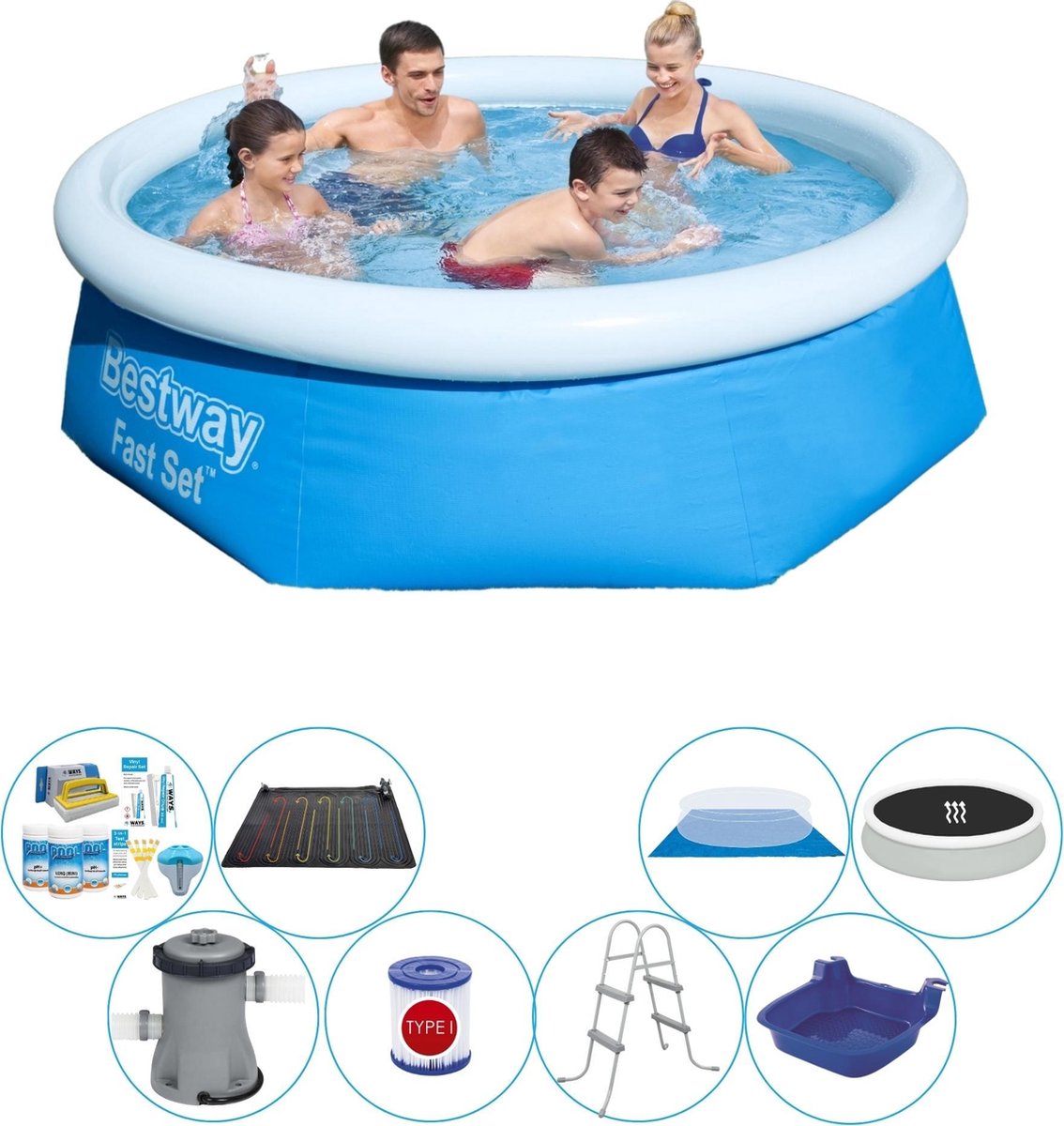 Bestway Fast Set Rond 244x66 cm - Deluxe Zwembad Set